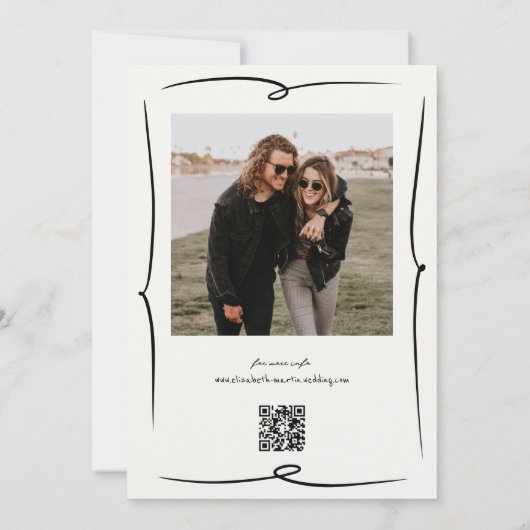 grillige hand getrokken wijnmakerij bruiloft kaart (Achterkant)