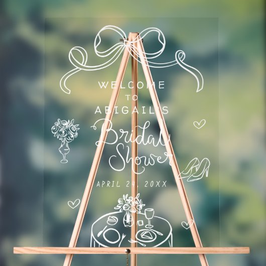 Grillige handgetekende boog bruiloft feest begrroe acryl bord (Neutraal)