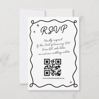 grillige handgetekende bruiloft QR-code vriendelij RSVP Kaartje