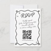 grillige handgetekende bruiloft QR-code vriendelij RSVP Kaartje (Voorkant)