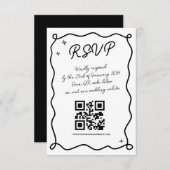 grillige handgetekende bruiloft QR-code vriendelij RSVP Kaartje (Voorkant / Achterkant)