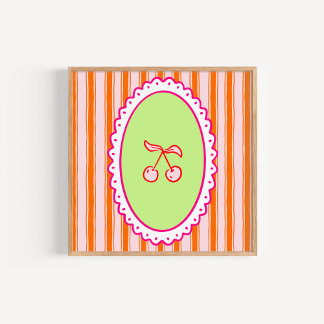 Grillige Handgetekende Coquette Kersen Kunst Poster
