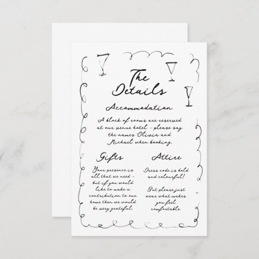 Grillige handgetekende details Enclosurekaart Informatiekaartje (Voorkant / Achterkant)