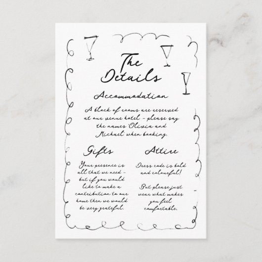 Grillige handgetekende details Enclosurekaart Informatiekaartje (Voorkant)