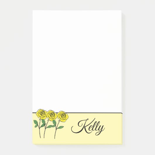 Grillige Handgetekende Gele Rozen Post-it® Notes (Voorkant)