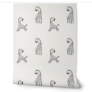 grillige handgetekende Giraffe kwekerij Behang