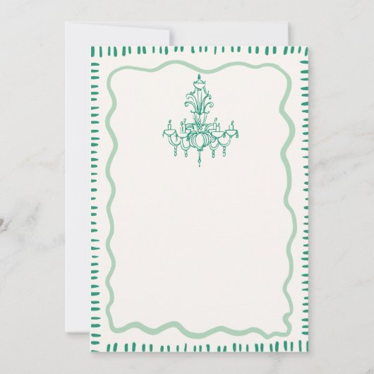 Grillige Handgetekende Groene Golvende Oefenavondm Kaart (Achterkant)