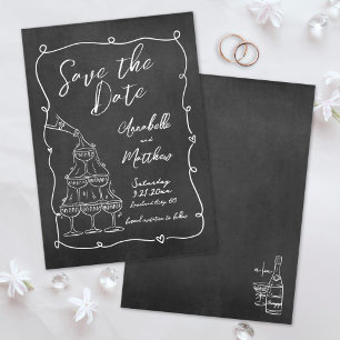 Grillige handgetekende krijtbordhuwelijk save the date