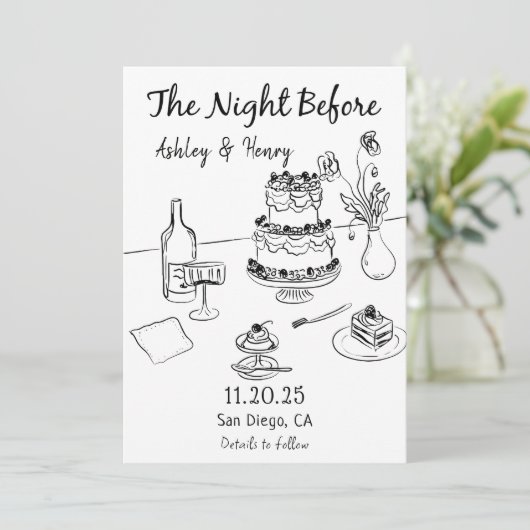 Grillige Handgetekende Quark The Night Before Kaart (Staand voorkant)