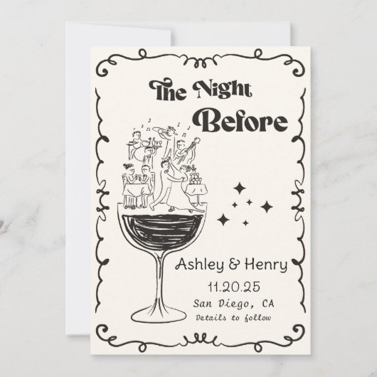 Grillige Handgetekende Quirkige De Nacht Voor Kaart (Voorkant)