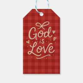 grillige handgetekende rode geruite typografie cadeaulabel