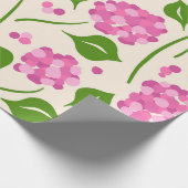 Grillige handgetekende roze hortensia botanisch cadeaupapier (Hoek)