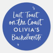 Grillige handgetekende toast toast op de kust ronde sticker (Voorkant)