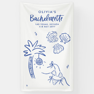 Grillige handgetekende toast toast op de kust spandoek