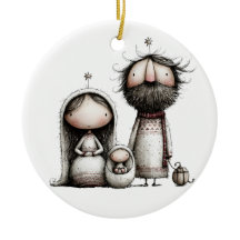 Grillige Heilige Familie Kerststal