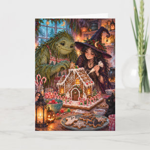 Grillige Heks & Monster Peperkoek Creepmas Feestdagen Kaart
