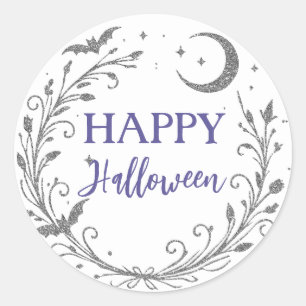 Grillige Hekserige Wicca Zilveren Glitter Hallowee Ronde Sticker