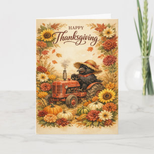 Grillige Herfst Kraai Trekker Thanksgiving Kaart