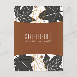 Grillige herfstbladeren eikels save the date aankondigingskaart