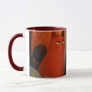 Grillige Herfstkatten Mid Century Kunst Mok