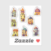 grillige huisjes leuk en klein sticker (Vel)