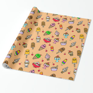 Grillige ijs en kersen verjaardag cadeaupapier