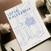 Grillige illustratie met QR-code RSVP-huwelijk Kaart