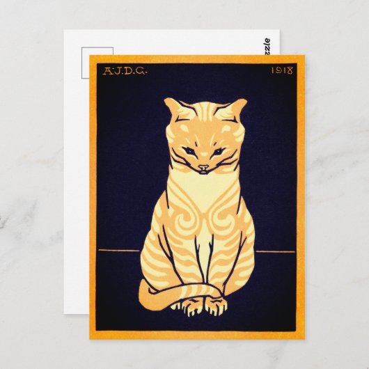 grillige Julie de Graag Sitting Cat Briefkaart (Voorkant / Achterkant)