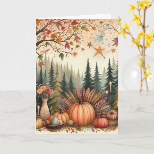 grillige kalkoen met Thanksgiving Kaart (Gele Bloem)