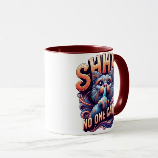 grillige kat fluistert shhh niemand geeft mok (Voorkant rechts)