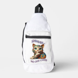 grillige kat fluistert shhh niemand geeft sling bag