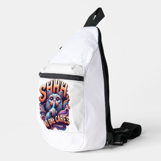 grillige kat fluistert shhh niemand geeft sling bag (Rechterhoek)