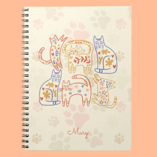 grillige katten beige patroon notitieboek
