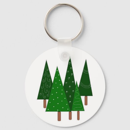 Grillige Kegel Kerstbomen Sleutelhanger (Voorkant)