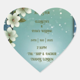 Grillige kersenbloesem met glitters hart sticker