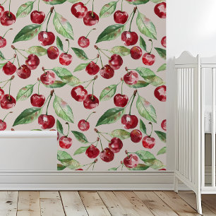 Grillige Kersenrood Patroon Behang