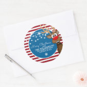 Grillige Kerst Rendier Envelopezegels Ronde Sticker (Envelop)
