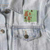 Grillige Kerstbomen in de Sneeuw Vakantie Knop Vierkante Button 5,1 Cm (In situ)