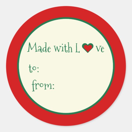 Grillige Kerstelijke Gemaakt met Liefde Schrijf Op Ronde Sticker (Voorkant)