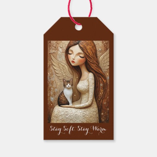 Grillige Kerstkat Winter Juffrouw Kunst Cadeautag Cadeaulabel (Voorkant)