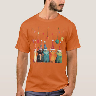 Grillige Kerstkatten familie T-shirt