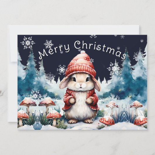 Grillige Kerstkonijn Vakantiefotokaart Feestdagenkaart (Voorkant)