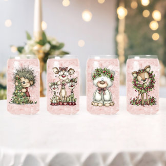 Grillige Kerstmis Bosdieren Blikvorm Glas