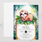 Grillige Kinder Sloth Verjaardag Kaart (Voorkant / Achterkant)