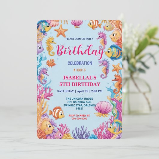 grillige kleurrijke Jellyfish zeepaardverjaardag Save The Date (Staand voorkant)