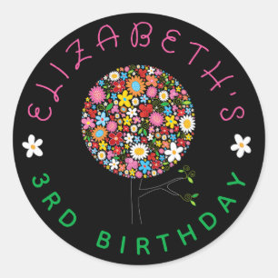 Grillige Kleurrijke Lente Bloemen Pop Boom Feestje Ronde Sticker