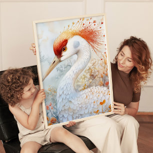 Grillige Kraanvogel Kunstprint Poster