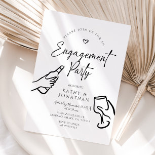 grillige krabbel hand getrokken verlovingsfeest kaart