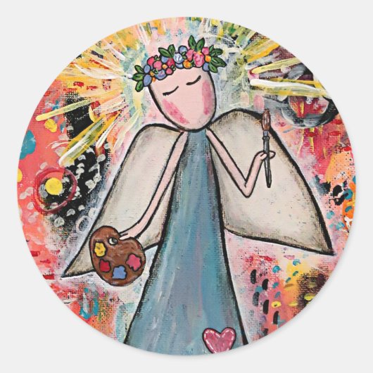 grillige kunstenaar ronde sticker (Voorkant)