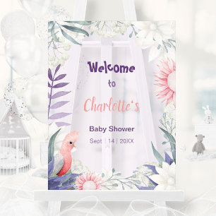 Grillige Lavendel Vogel Baby Shower Welkom Acryl Bord